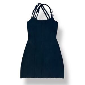 Victoria Beckham Black Scalloped Strap Mini‎ Dress Size 2